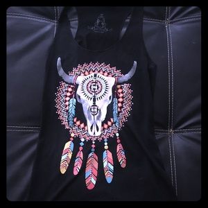 Black sequin razor back tank top